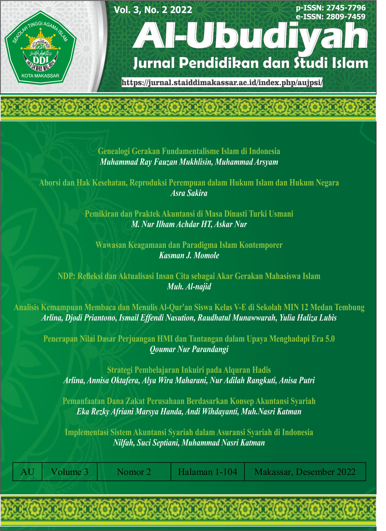 					View Vol. 4 No. 2 (2023): Education and Islamic Studies (Juni-Desember)
				