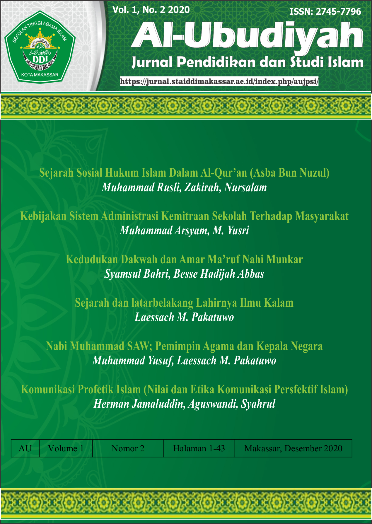 					View Vol. 1 No. 2 (2020): Education and Islamic Studies
				
